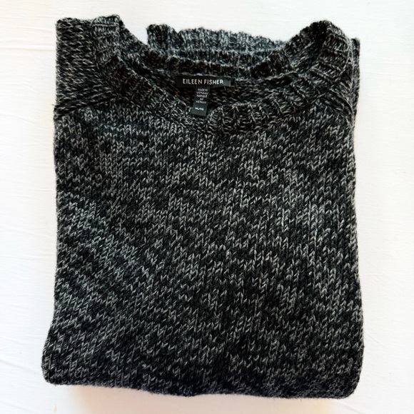 EILEEN FISHER Heathered Charcoal Luxe Cotton Cashmere Knit Sweater Relaxed XL - Picture 8 of 8